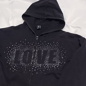 Xersion Black Zip-Up Hoodie Girl's XL